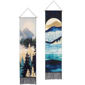 Free People 2PCS Forest Tree Sunset Long Mountain Bohemian Tapestry